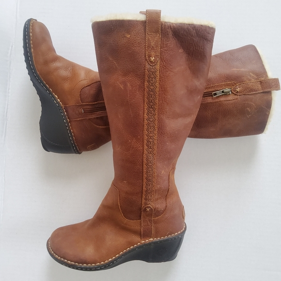 UGG Hartley Leather Boots Chestnut Size 7 - Picture 14 of 14